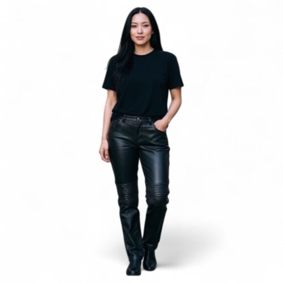 Women’s vintage Zadig & Voltaire black leather pants size 36(France) 2 in USA - Picture 1 of 10